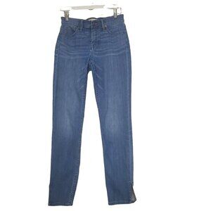 MADEWELL Women Jeans SZ 26 9" High Rise Skinny Whiskered Blue Stretchy Light-Med